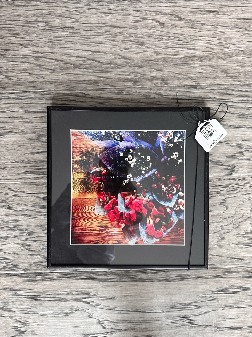 Framed Floral Wall Art Print in Black